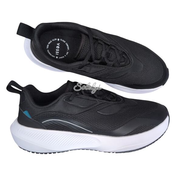 Vessi Tidal Womens 11 Black on White Waterproof Dyma-Tex Vegan Lace Up Sneaker - Picture 1 of 13